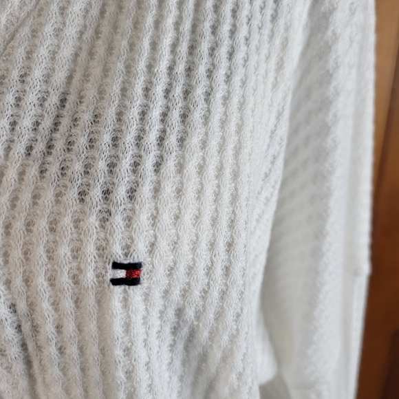 Womens Tommy Hilfiger White waffle weave button front cardigan Size Med - Picture 4 of 8